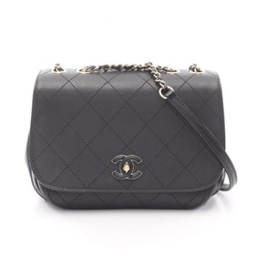 CHANEL Matelasse Shoulder Bag, Leather, Women's, Black