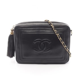 Chanel Coco Mark Shoulder Bag, Lambskin Leather, Women's, Black