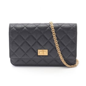 CHANEL 2.55 Shoulder Bag, Leather, Women's, Black