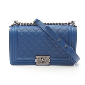 CHANEL Boy Chanel Shoulder Bag in Caviar (Grained Calfskin) for Women, Blue
