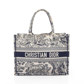 Christian Dior BOOK TOTE Medium Tote Bag, Canvas, Women's, White and Navy, M1296ZTDT_M34I
