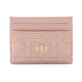 Christian Dior CARO Freesia business card holder/card case, leather, pink, for women.