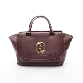 Gucci Double G Handbag, Leather, Women's, Bordeaux, 251813