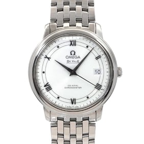 OMEGA DeVille Prestige Co-Axial 424 10 37 20 02 001 Men's Watch with Date Display, White, Automatic