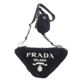Prada 1BH190 Triangle Shoulder Bag with Boa Leather for Women