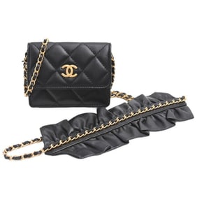 Chanel Wallet for Women, Business Card Holder/Card Case, Chain Shoulder, Lambskin, Black, CHANEL