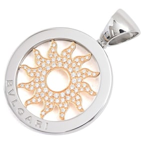 Bvlgari Pendant Men's Tondo Sun Pavé Diamond Top Stainless Steel Gold BVLGARI SS x 750YG