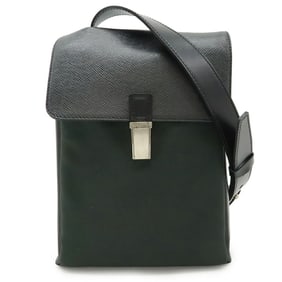 LOUIS VUITTON Taiga Saratov PM Shoulder Bag in Canvas and Leather, Ardoise Black, M30892