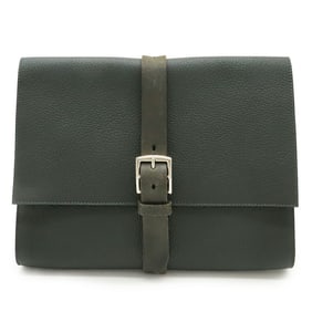 HERMES Etrivière Clutch Bag/Second Bag Fjord Leather Vert Khaki A Stamp