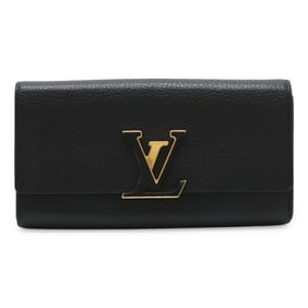LOUIS VUITTON Portefeuille Capucines Bi-fold Long Wallet in Taurillon Leather, Noir, Black, and