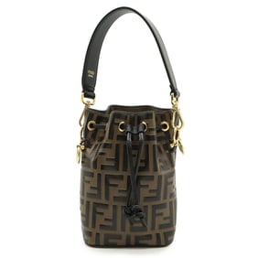 FENDI Mon Tresor handbag with Zucca pattern and FF motif, in brown black leather (8BS010)