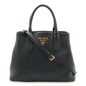 PRADA Prada handbag, tote bag, shoulder leather, black, 1BA239