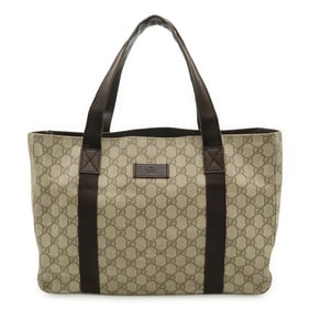 GUCCI GG Supreme Tote Bag Shoulder PVC Leather Beige Brown Dark 141624