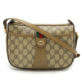 GUCCI Old Gucci Sherry Line Shoulder Bag Pochette PVC Leather Beige Brown 89.02.032