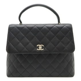 CHANEL Matelasse Coco Mark Handbag Flap Bag in Black Caviar Leather A12397