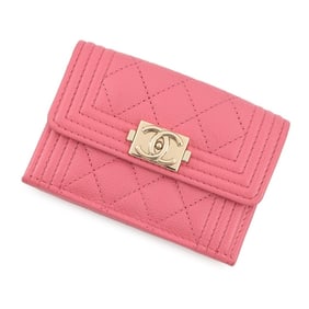 CHANEL Tri-fold Wallet with Coco Mark and Matelasse Design, Boy Chanel A84432, Compact