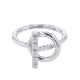 Hermes Hermès Echappé PM Ring, 10 diamonds, 0.07ct total, 18KWG, ring size 52.