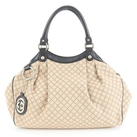 Gucci Diamante Sukey Leather Tote Bag Shoulder 211944 Handbag Beige Women's