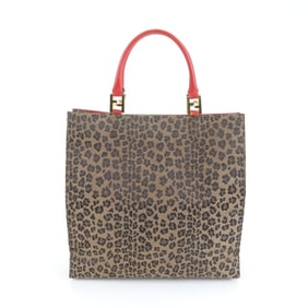 Fendi Leopard Print Leather Tote Bag Shoulder for Women