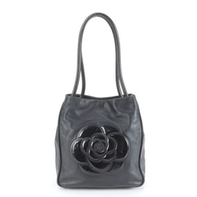 Chanel Camellia Coco Mark Lambskin Leather Tote Bag with Serial Seal, Women's
