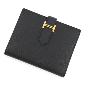 Hermes Hermès Bearn Compact Bifold Wallet, Black, Epson, W Stamp, Black