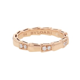 Bvlgari Serpenti Viper Ring with 0.24ct Diamonds in 18K Gold, Size 54, 353271