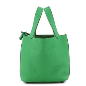 Hermes Hermès Picotin Lock MM Handbag, Monochrome, Bamboo, Green Hardware, Taurillon Clemence