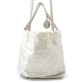 CHANEL 22 Mini Handbag with Coco Mark, Shiny Calfskin Leather, AS3980, 2-Way, White