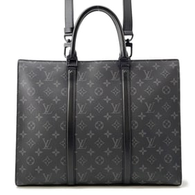 Louis Vuitton Monogram Eclipse Sac Plat Horizontal Zip Tote Bag M45265 2-way Men's Black
