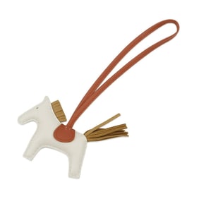 Hermes Hermès Rodeo PM Bag Charm, Sesame, Cornelian, Lambskin, Y Stamp