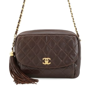 Chanel chain shoulder bag, matelasse, Coco mark, tassel, lambskin, CHANEL