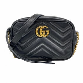 Gucci GG Marmont Shoulder Bag 448065 Leather Black Women's P1756774