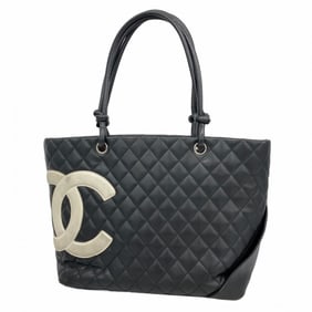 Chanel Cambon Tote Bag, Lambskin, Black and White, Women's, P1655929