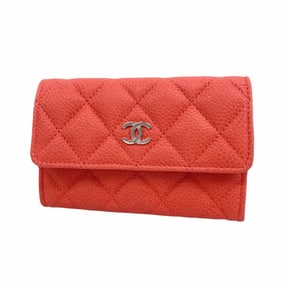 Chanel Matelasse Caviar Leather Business Card Case, Red, Women's, P1628473