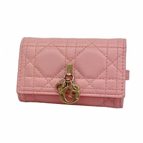 Christian Dior Cannage Leather Key Case, Pink, Women's