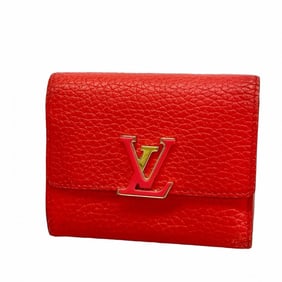 Louis Vuitton Tri-fold Wallet, Taurillon Portefeuille Capucines XS M69069, Coral Tahiti, Women's