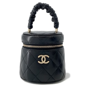 Chanel Mini Vanity Bag Matelasse Coco Mark Lambskin AP2729 Black