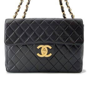 Chanel Chain Shoulder Bag Matelasse 30 with Coco Mark and Lambskin, A04412, Dekamato, Black