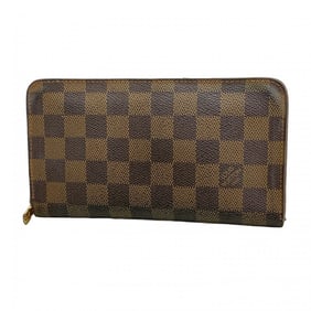 Louis Vuitton Damier Porte Monne Zip Long Wallet N61728 Ebene Women's