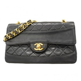 Chanel Shoulder Bag Matelasse W Chain Lambskin Black Women's