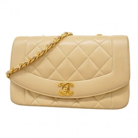 Chanel Diana Matelasse Chain Shoulder Bag in Beige Lambskin for Women