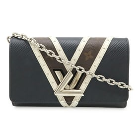 LOUIS VUITTON Epi Monogram Portefeuille Twist Chain Wallet Shoulder Bag Long Noir Black