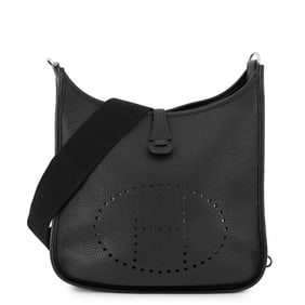 Hermes Hermès Evelyne 3 PM Shoulder Bag, Black, Taurillon Clemence Leather, C Stamp, Black