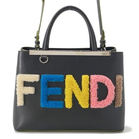 Fendi Petit Toujours Leather Mouton Handbag, Black, 2-Way Shoulder Bag