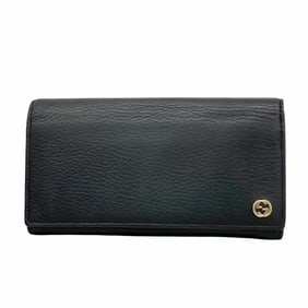 Gucci Interlocking G Long Wallet 449279 Leather Black Champagne Men's