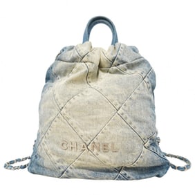 Chanel Backpack/Daypack 22 Denim Blue Chain Women's