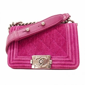 Chanel Shoulder Bag Boy Chain Velvet Purple Women's