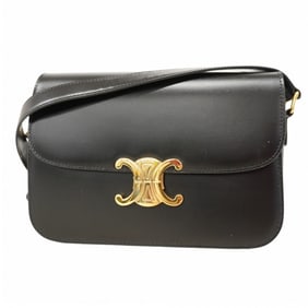 Celine Triomphe Shoulder Bag in Black Leather for Women