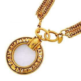 Chanel Necklace Magnifying Glass Circle GP Plated Gold for Women