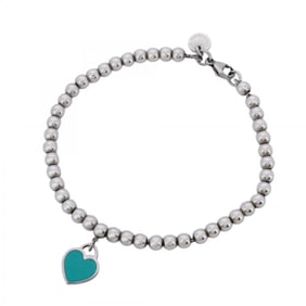 Tiffany Return to Heart Bracelet, Ball Chain, Silver 925, Blue, Women's